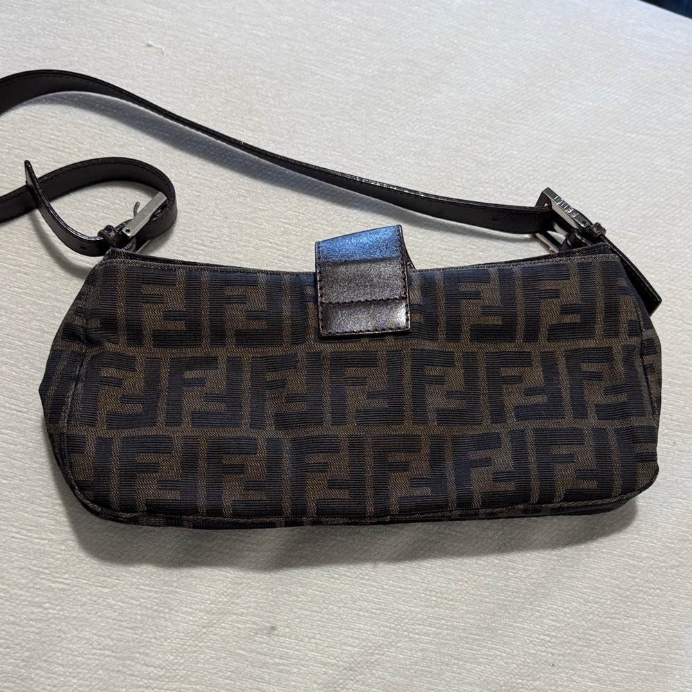 Fendi Dark Brown FF Monogram Shoulder Bag - Picture 3 of 10